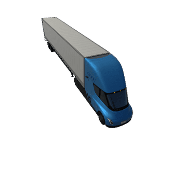 Electric truck and Trailer Lowpoly_Blue